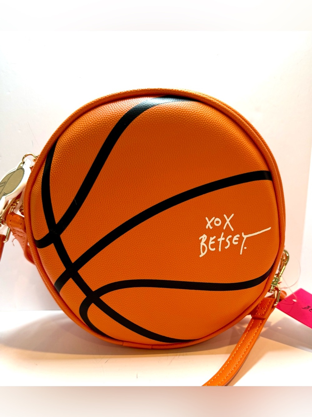 * Betsey Johnson Orange & Black Basketball-Inspired Round Crossbody